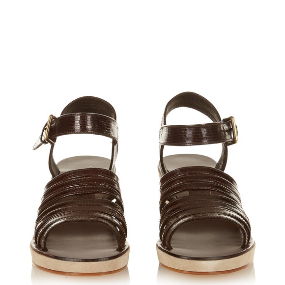 A.P.C. Rania Wedge Croc Suede Wedge Caged Platform - Picture 3 of 8